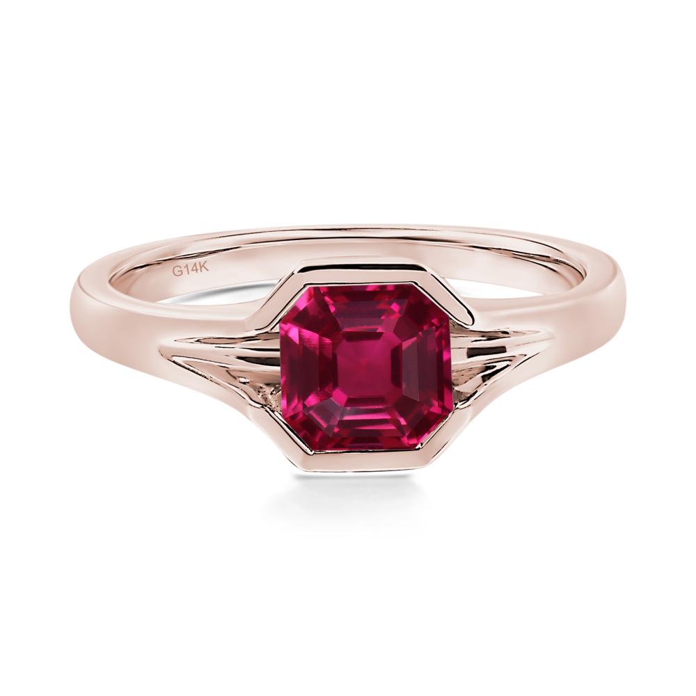 Asscher Cut Ruby Ring - LUO Jewelry #metal_14k rose gold