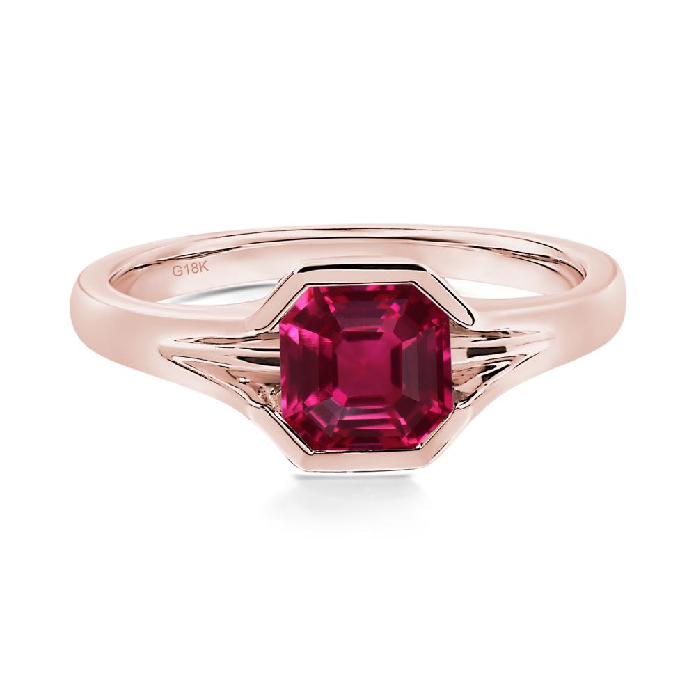 Asscher Cut Ruby Ring - LUO Jewelry #metal_18k rose gold