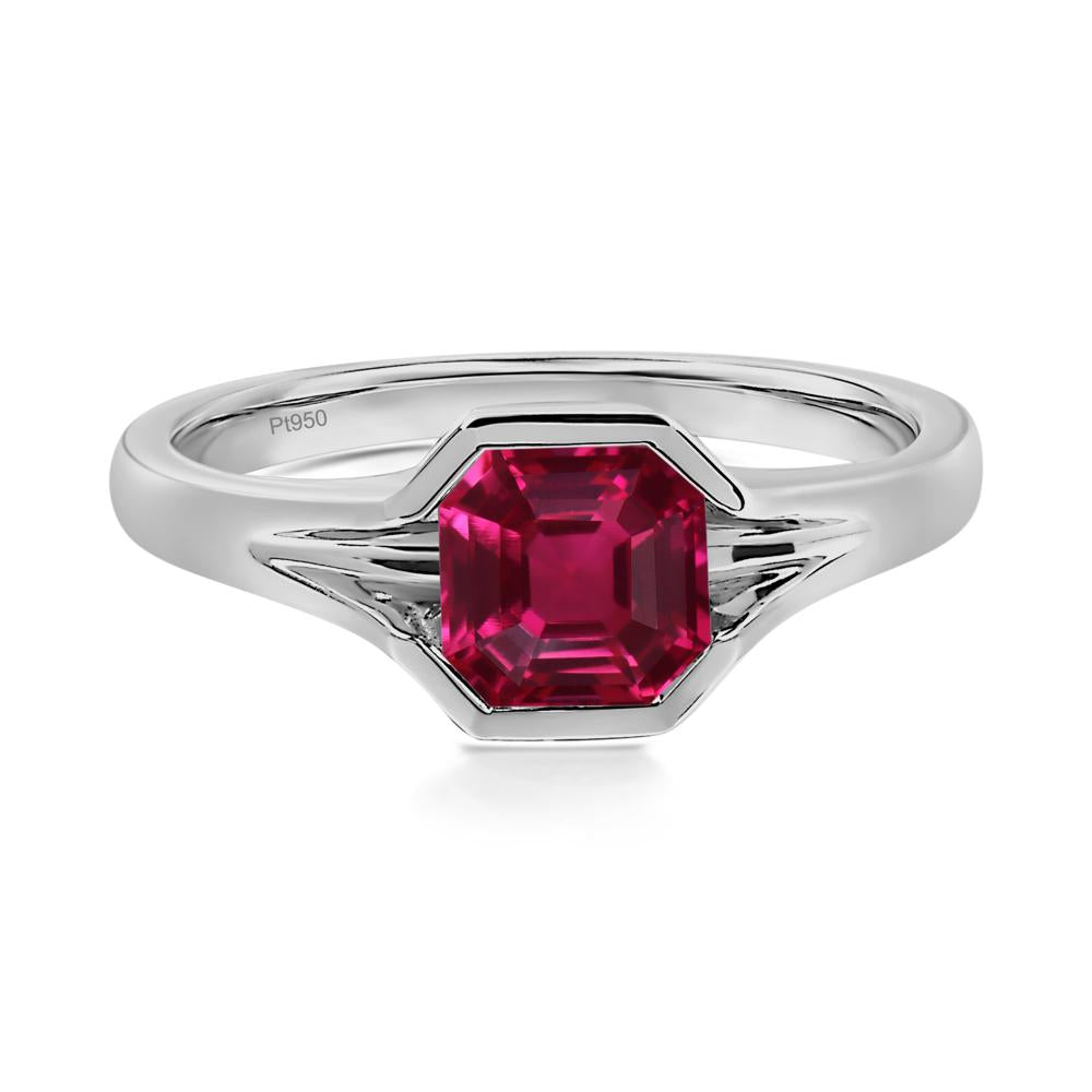 Asscher Cut Ruby Ring - LUO Jewelry #metal_platinum