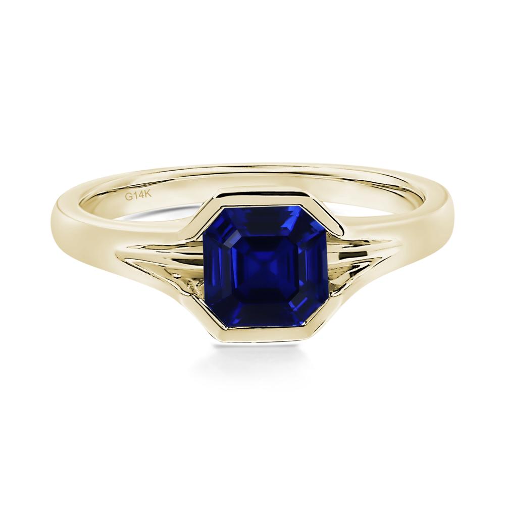 Sapphire Bezel Set Engagement Ring - LUO Jewelry #metal_14k yellow gold