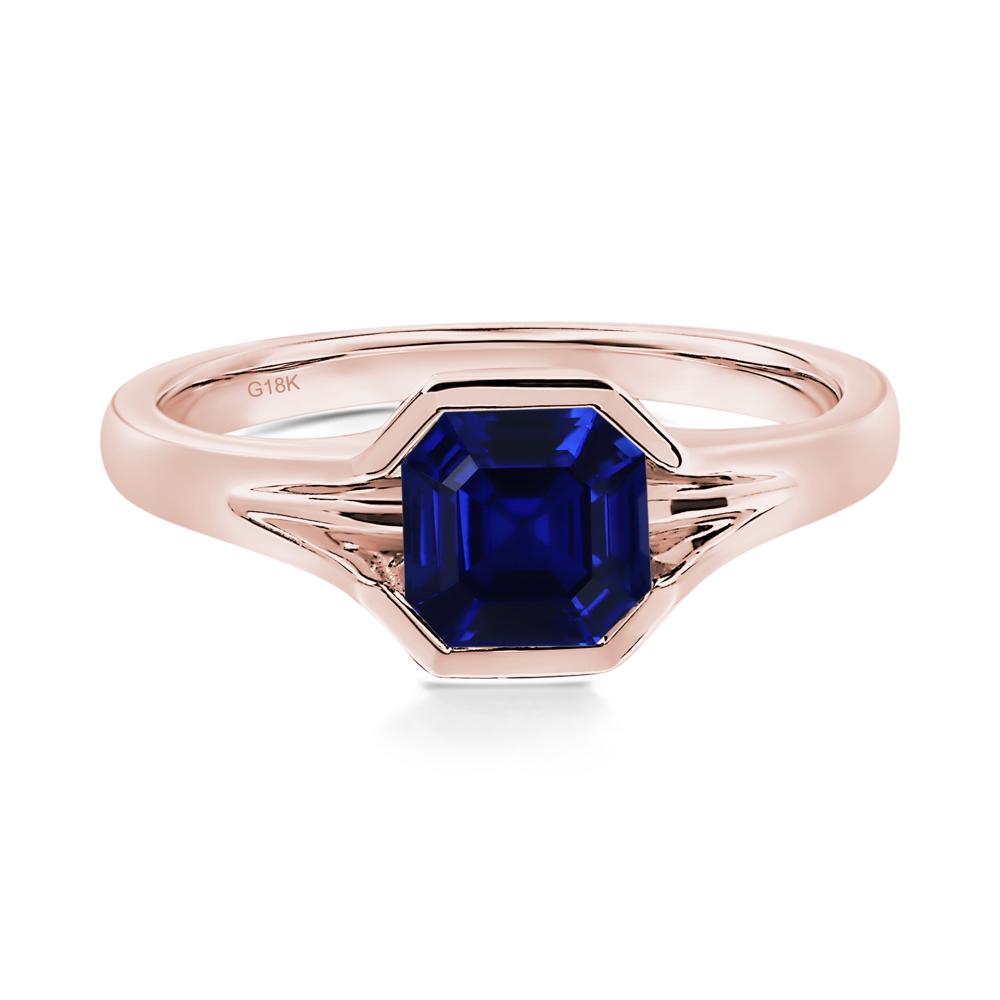 Sapphire Bezel Set Engagement Ring - LUO Jewelry #metal_18k rose gold