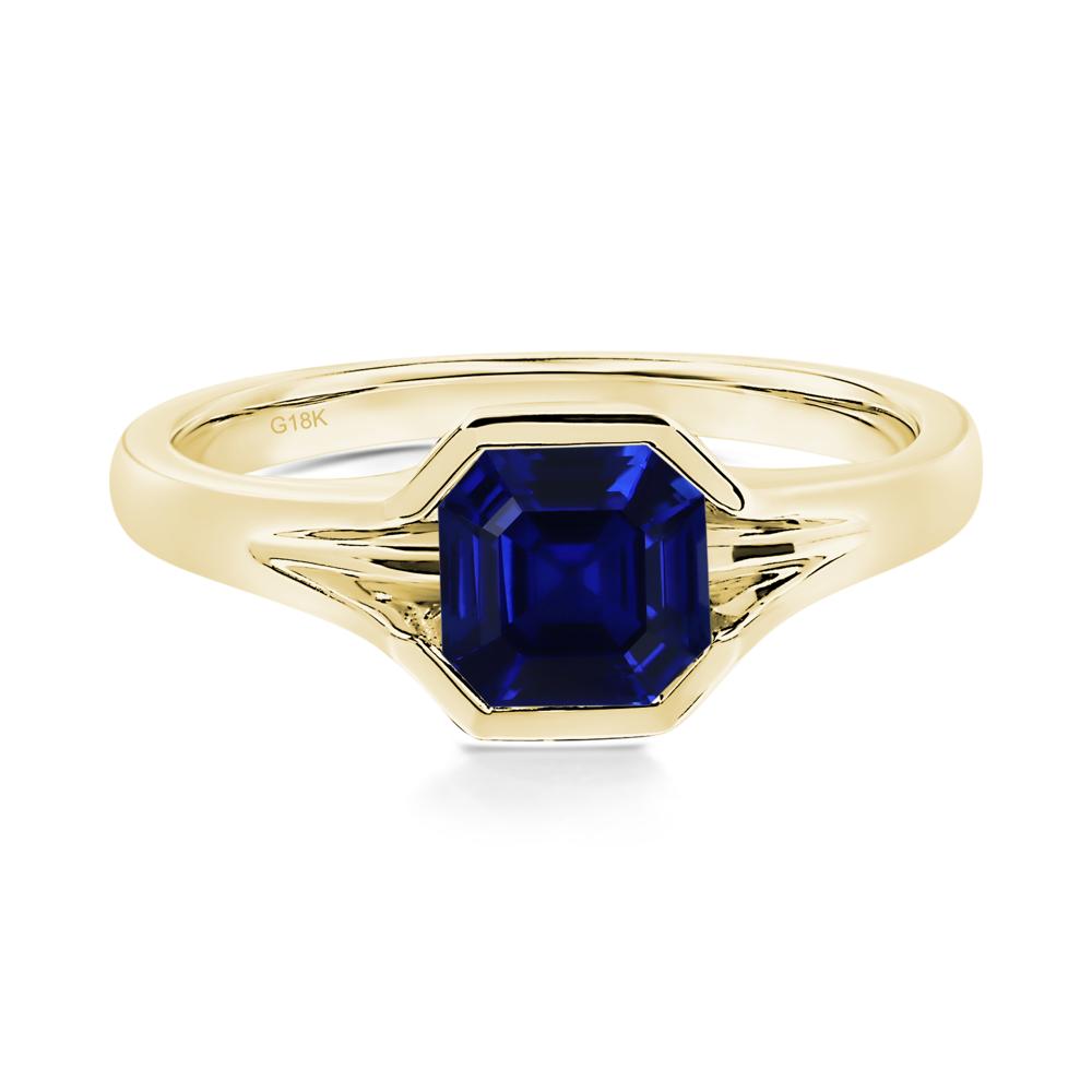 Sapphire Bezel Set Engagement Ring - LUO Jewelry #metal_18k yellow gold