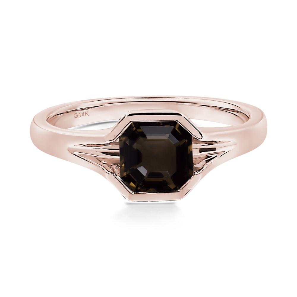 Smoky Quartz Bezel Engagement Ring - LUO Jewelry #metal_14k rose gold