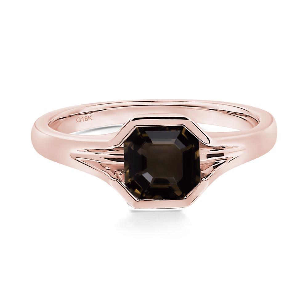 Smoky Quartz Bezel Engagement Ring - LUO Jewelry #metal_18k rose gold