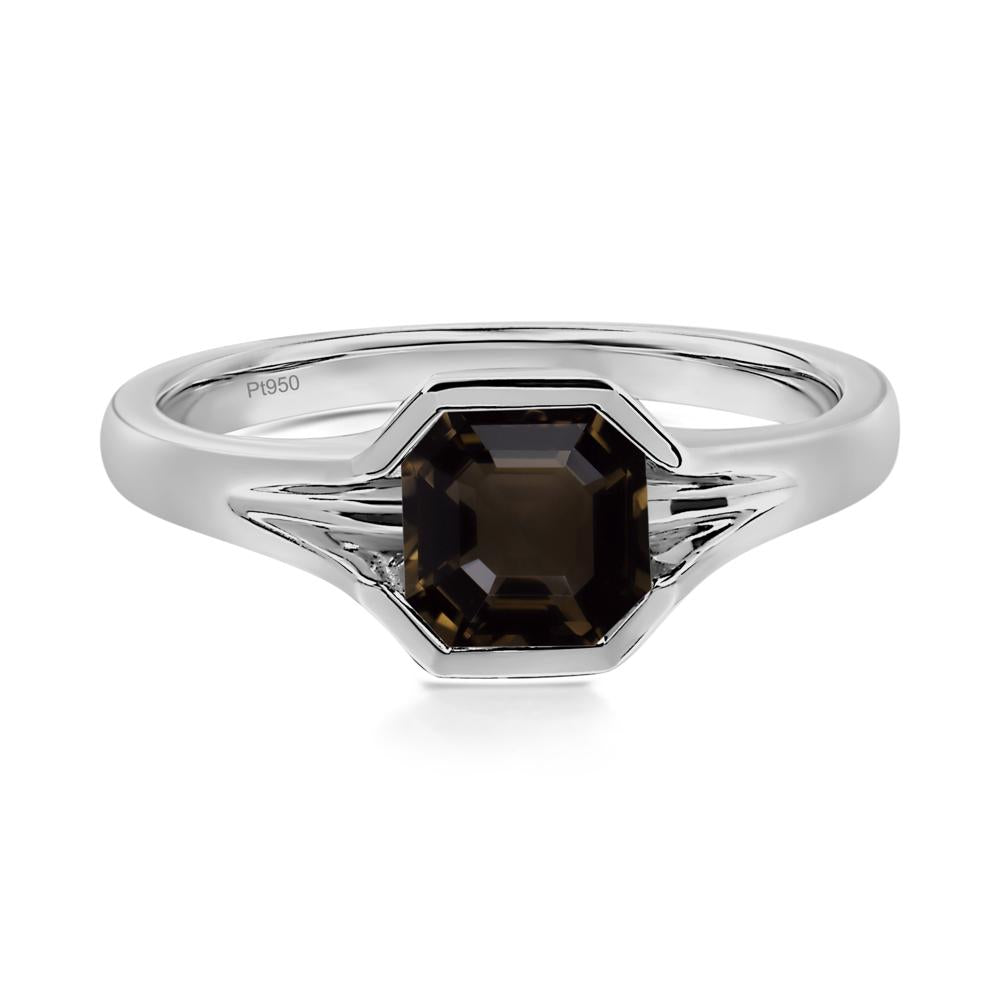 Smoky Quartz Bezel Engagement Ring - LUO Jewelry #metal_platinum