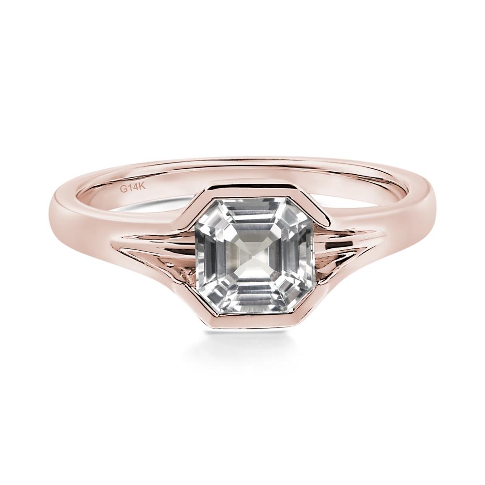 Asscher Cut White Topaz Ring - LUO Jewelry #metal_14k rose gold