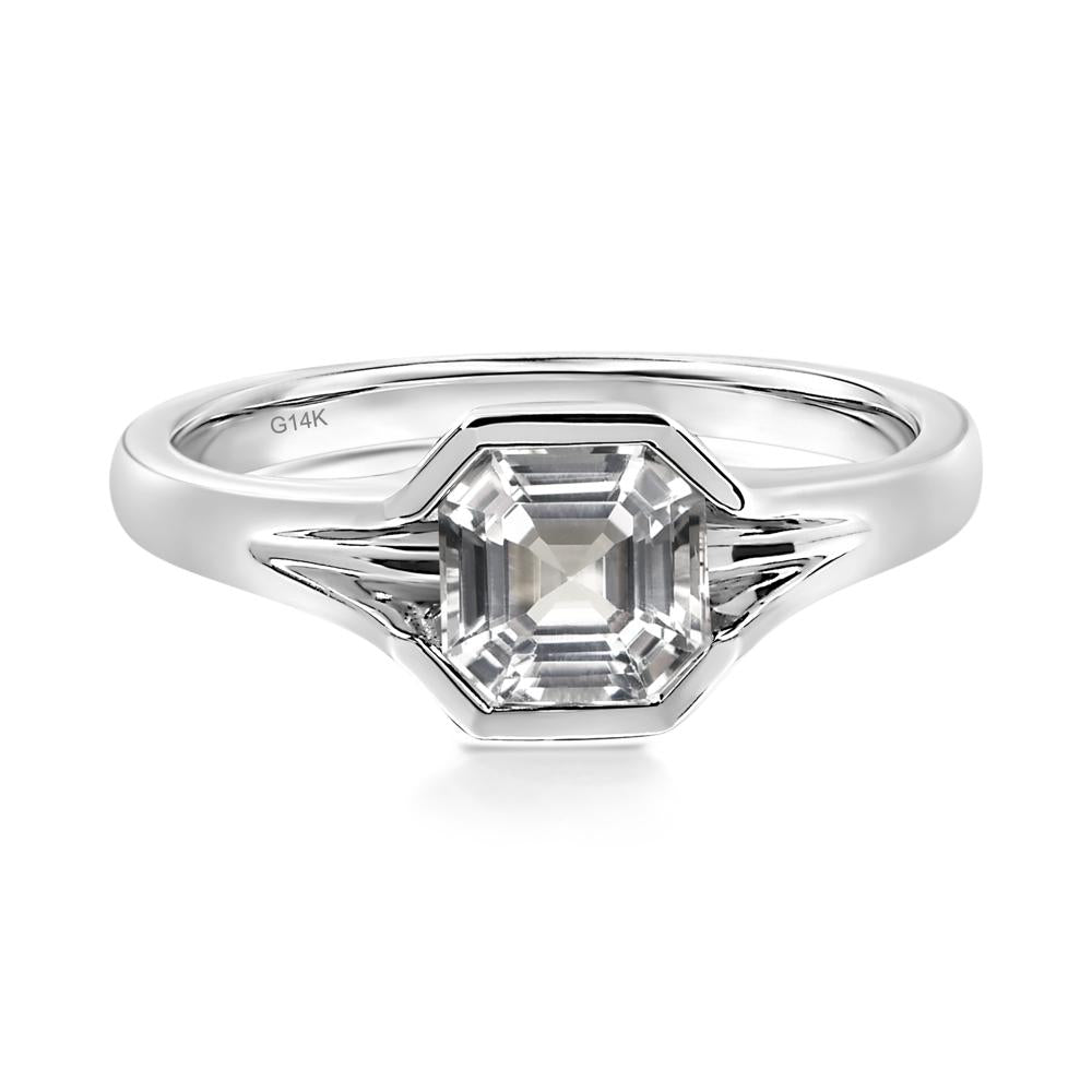 Asscher Cut White Topaz Ring - LUO Jewelry #metal_14k white gold