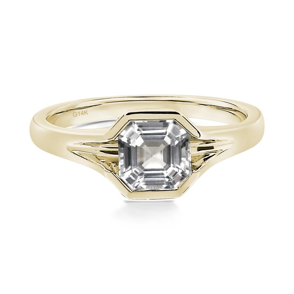 Asscher Cut White Topaz Ring - LUO Jewelry #metal_14k yellow gold