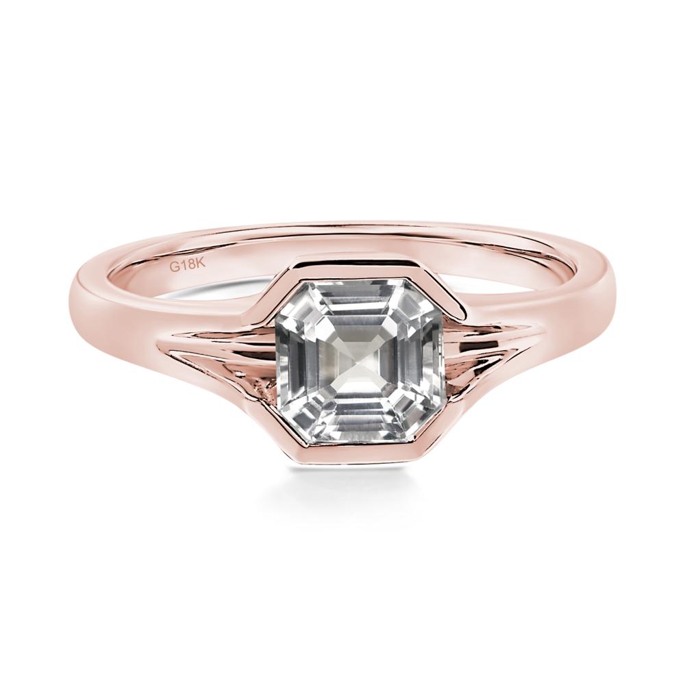 Asscher Cut White Topaz Ring - LUO Jewelry #metal_18k rose gold