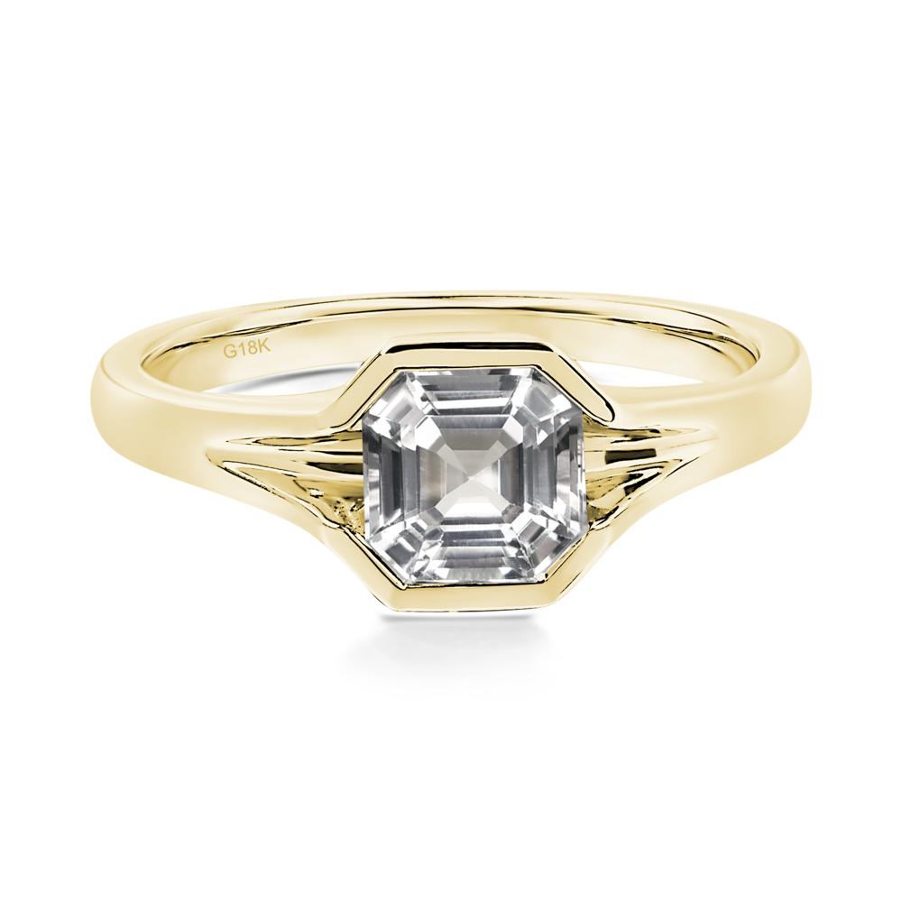 Asscher Cut White Topaz Ring - LUO Jewelry #metal_18k yellow gold