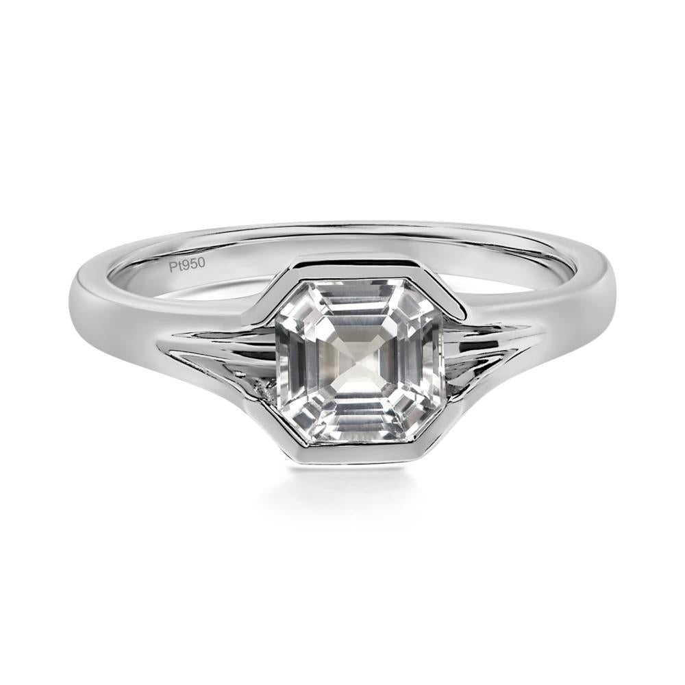 Asscher Cut White Topaz Ring - LUO Jewelry #metal_platinum