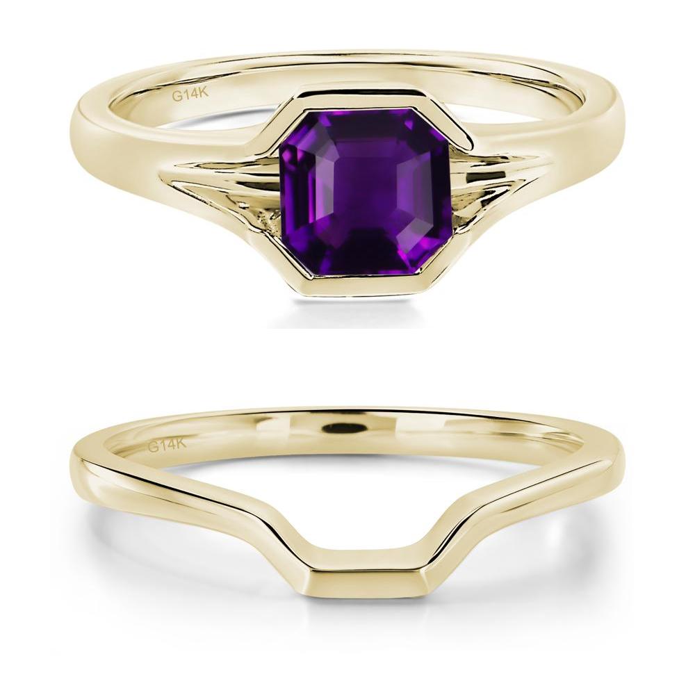 Amethyst Bezel Set Engagement Ring - LUO Jewelry #metal_14k yellow gold