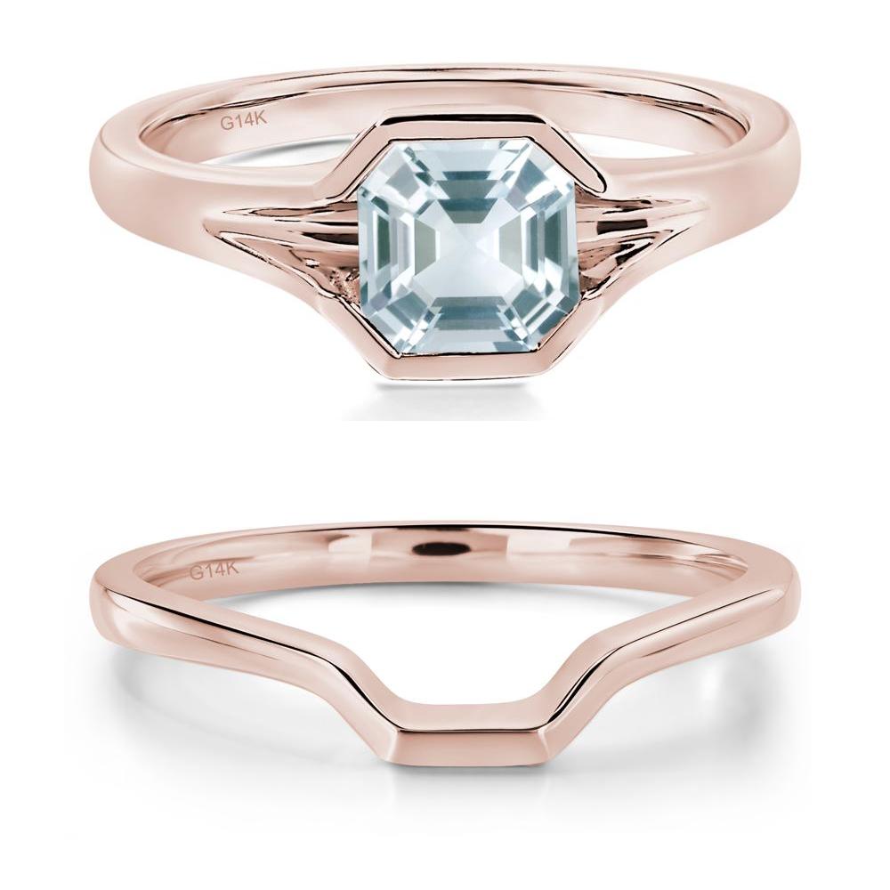 Aquamarine Bezel Engagement Ring - LUO Jewelry #metal_14k rose gold