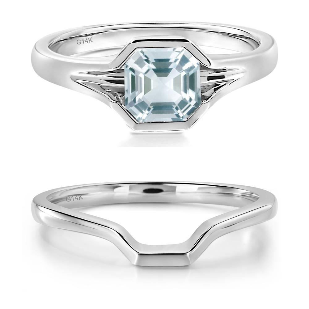 Aquamarine Bezel Engagement Ring - LUO Jewelry #metal_14k white gold