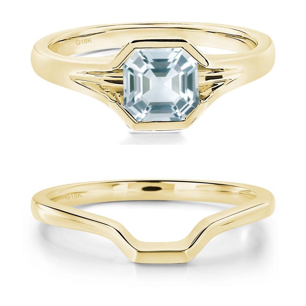Aquamarine Bezel Engagement Ring - LUO Jewelry #metal_18k yellow gold
