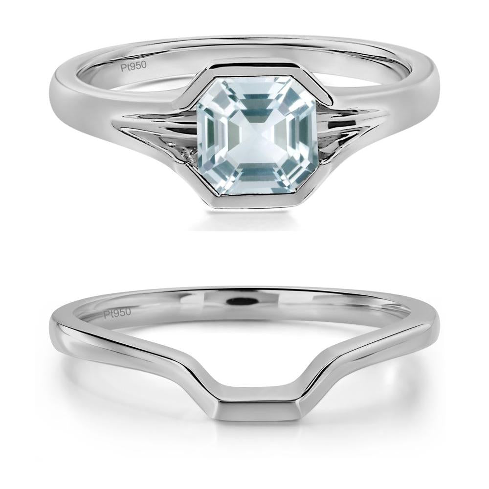 Aquamarine Bezel Engagement Ring - LUO Jewelry #metal_platinum