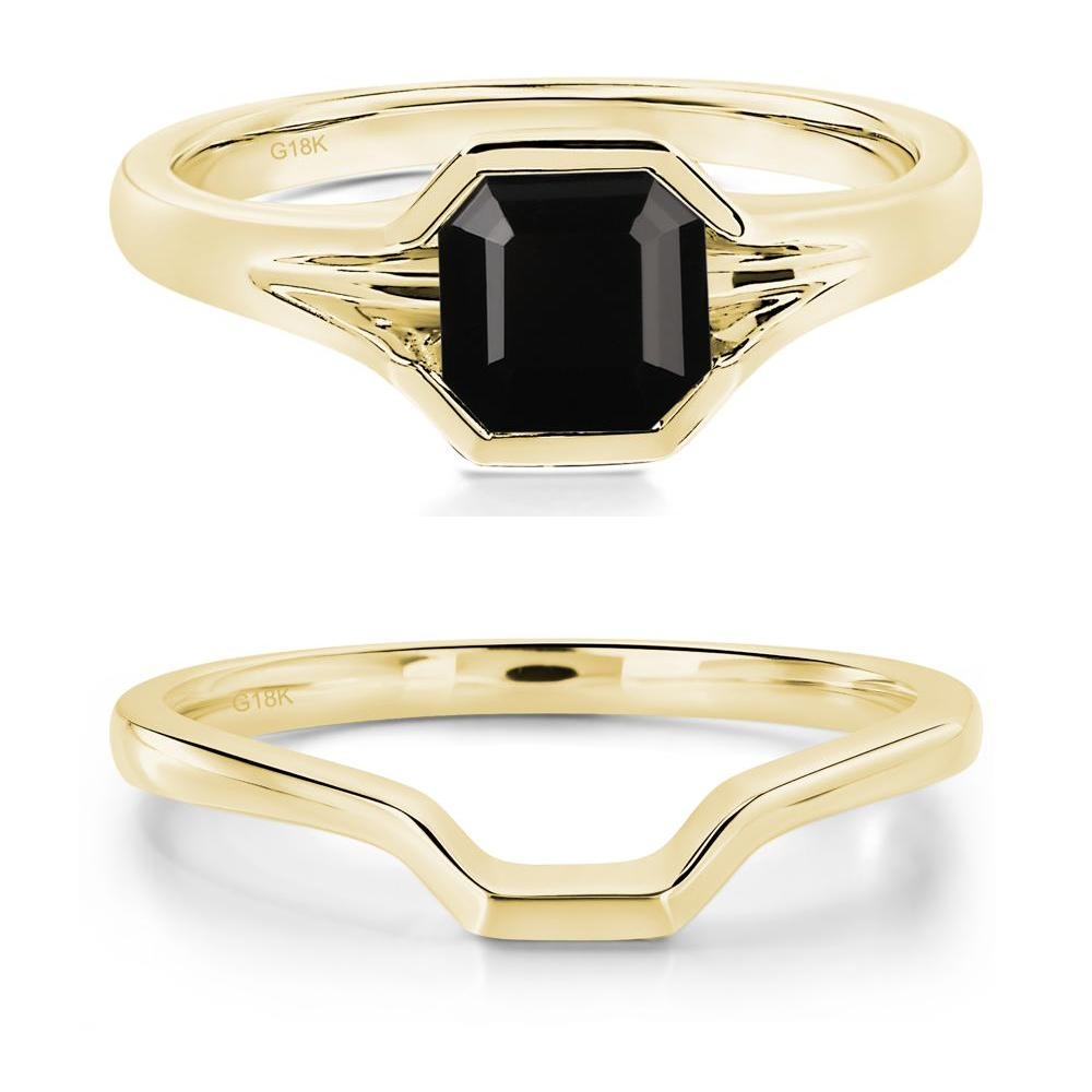 Asscher Cut Black Spinel Ring - LUO Jewelry #metal_18k yellow gold