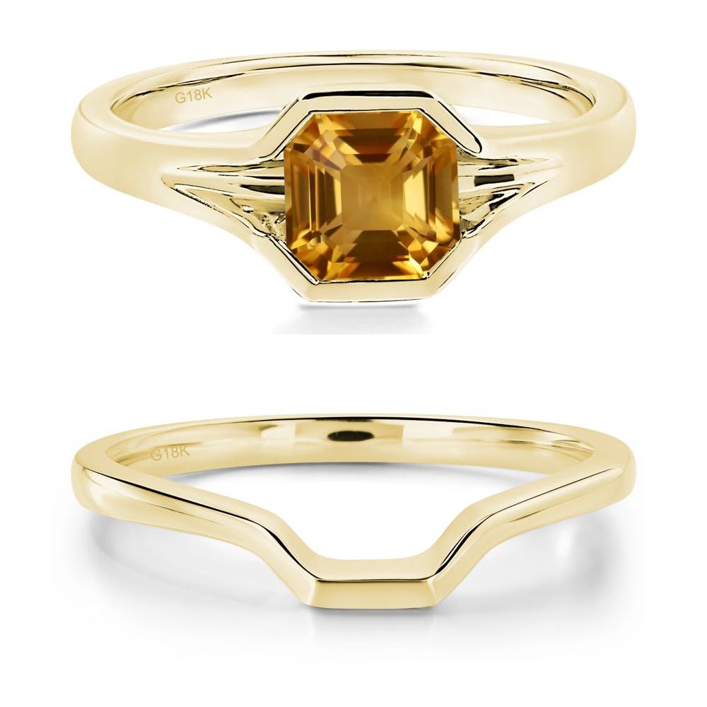 Citrine Bezel Set Engagement Ring - LUO Jewelry #metal_18k yellow gold