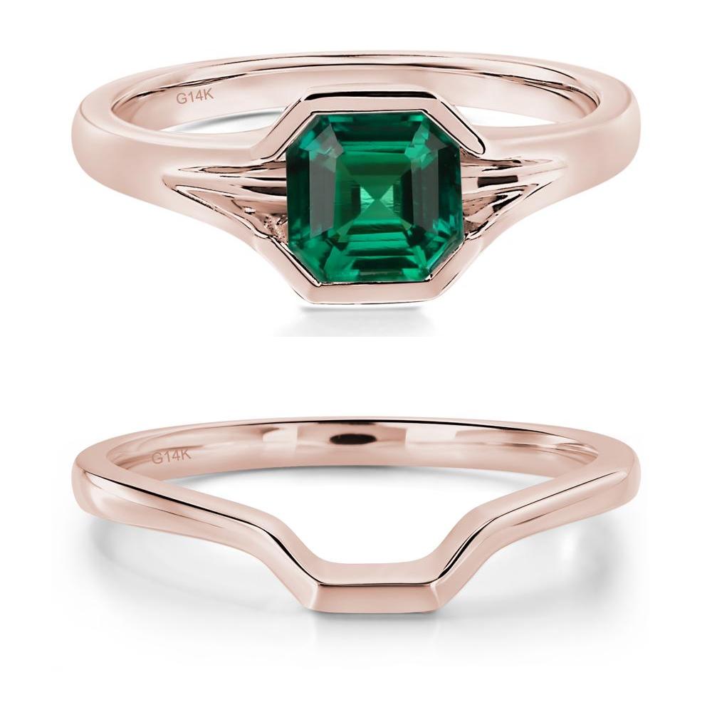 Emerald Bezel Solitaire Ring - LUO Jewelry #metal_14k rose gold