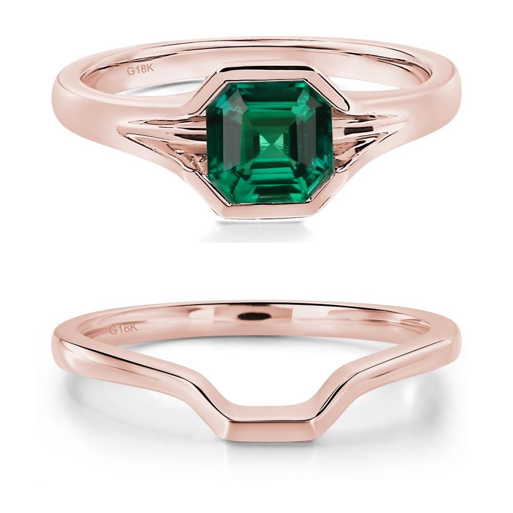 Emerald Bezel Solitaire Ring - LUO Jewelry #metal_18k rose gold