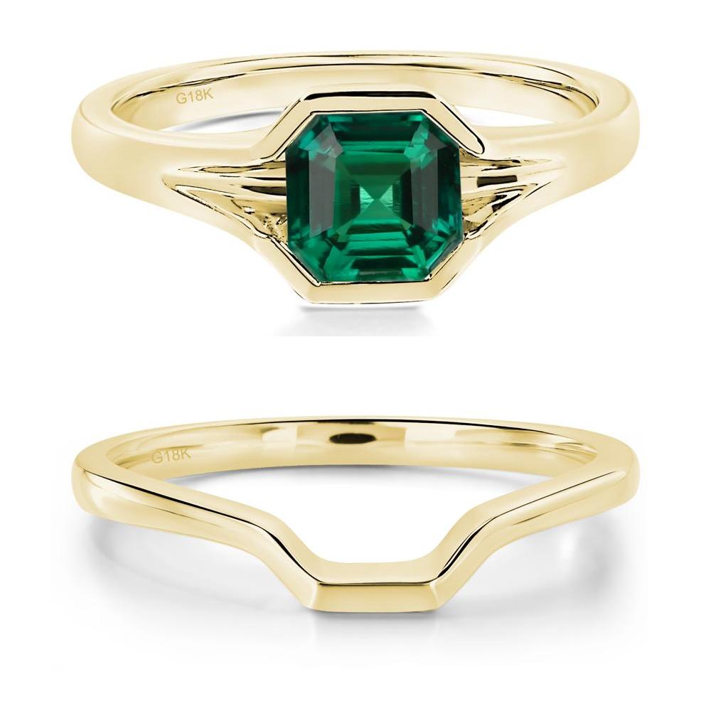 Emerald Bezel Solitaire Ring - LUO Jewelry #metal_18k yellow gold