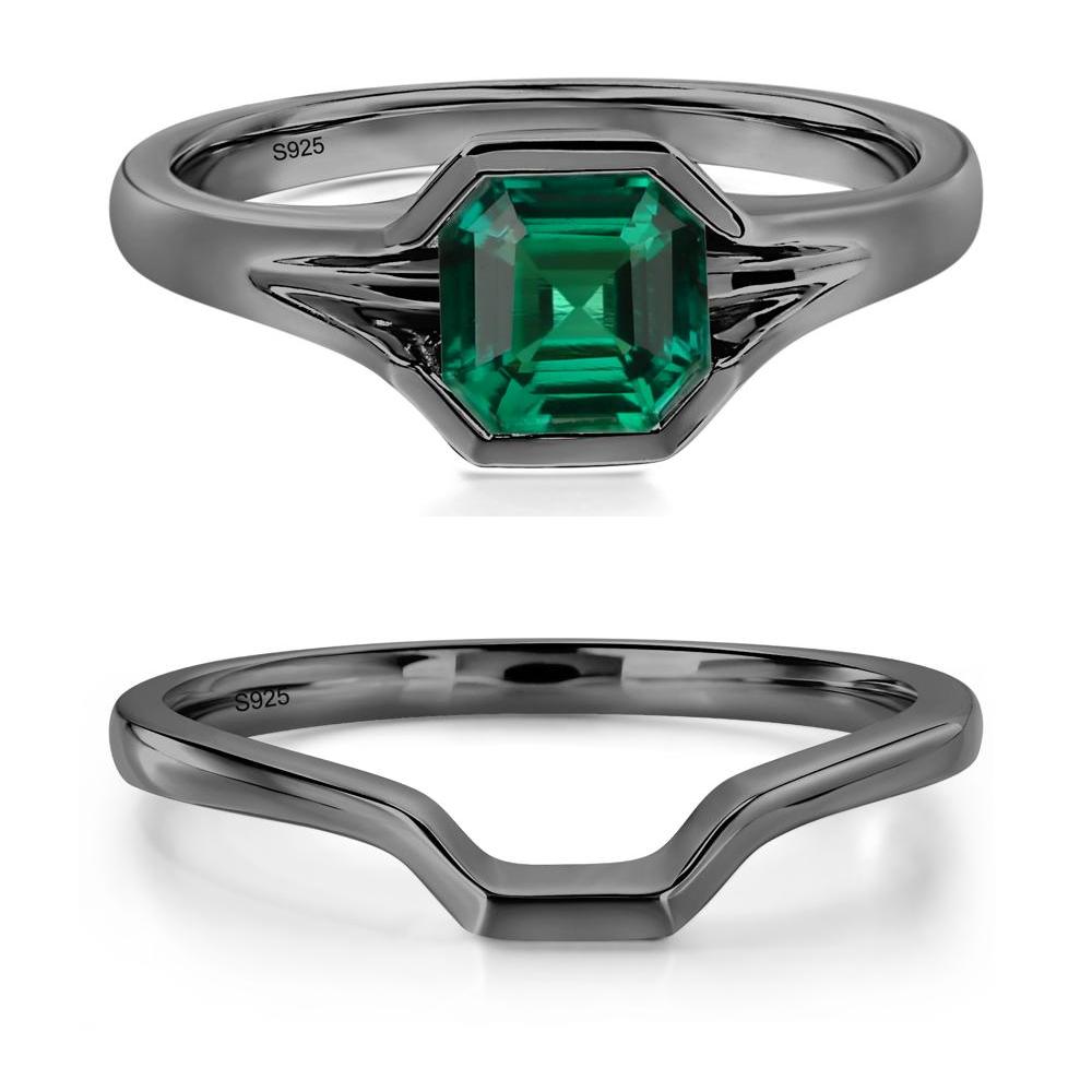 Emerald Bezel Solitaire Ring - LUO Jewelry #metal_black finish sterling silver