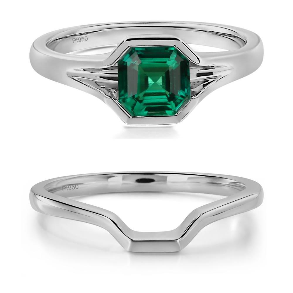 Emerald Bezel Solitaire Ring - LUO Jewelry #metal_platinum