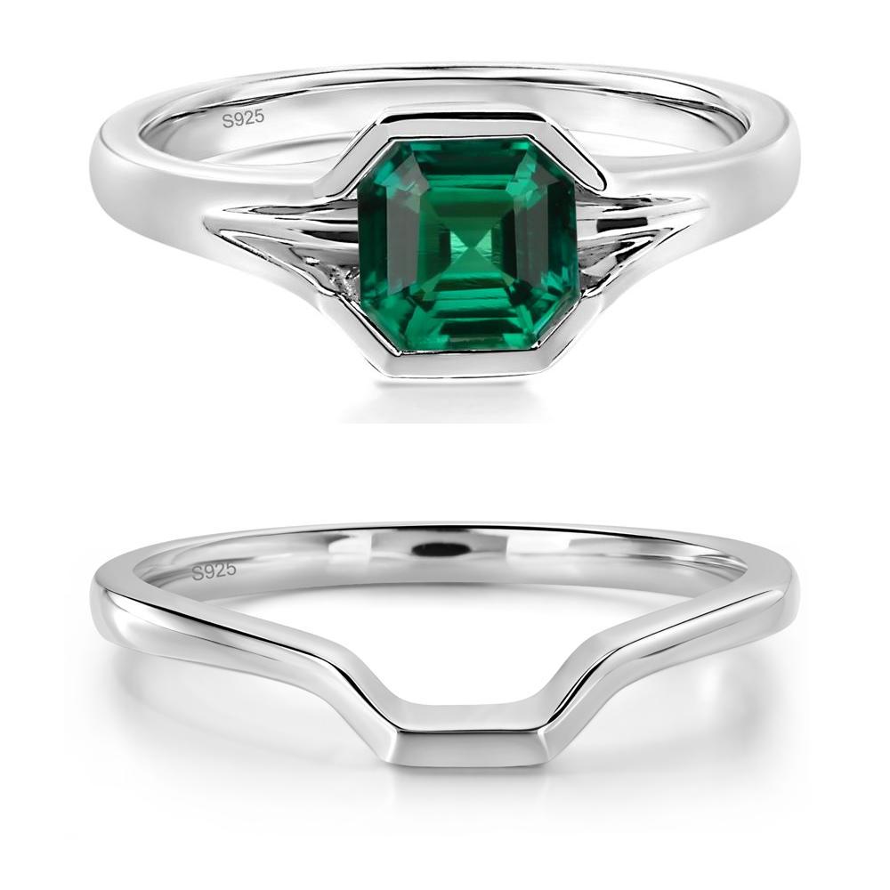 Emerald Bezel Solitaire Ring - LUO Jewelry #metal_sterling silver