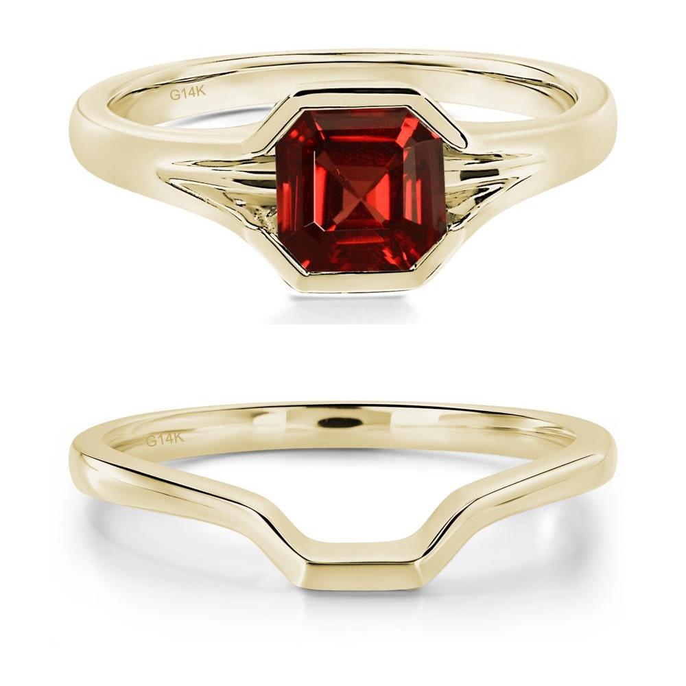Asscher Cut Garnet Ring - LUO Jewelry #metal_14k yellow gold