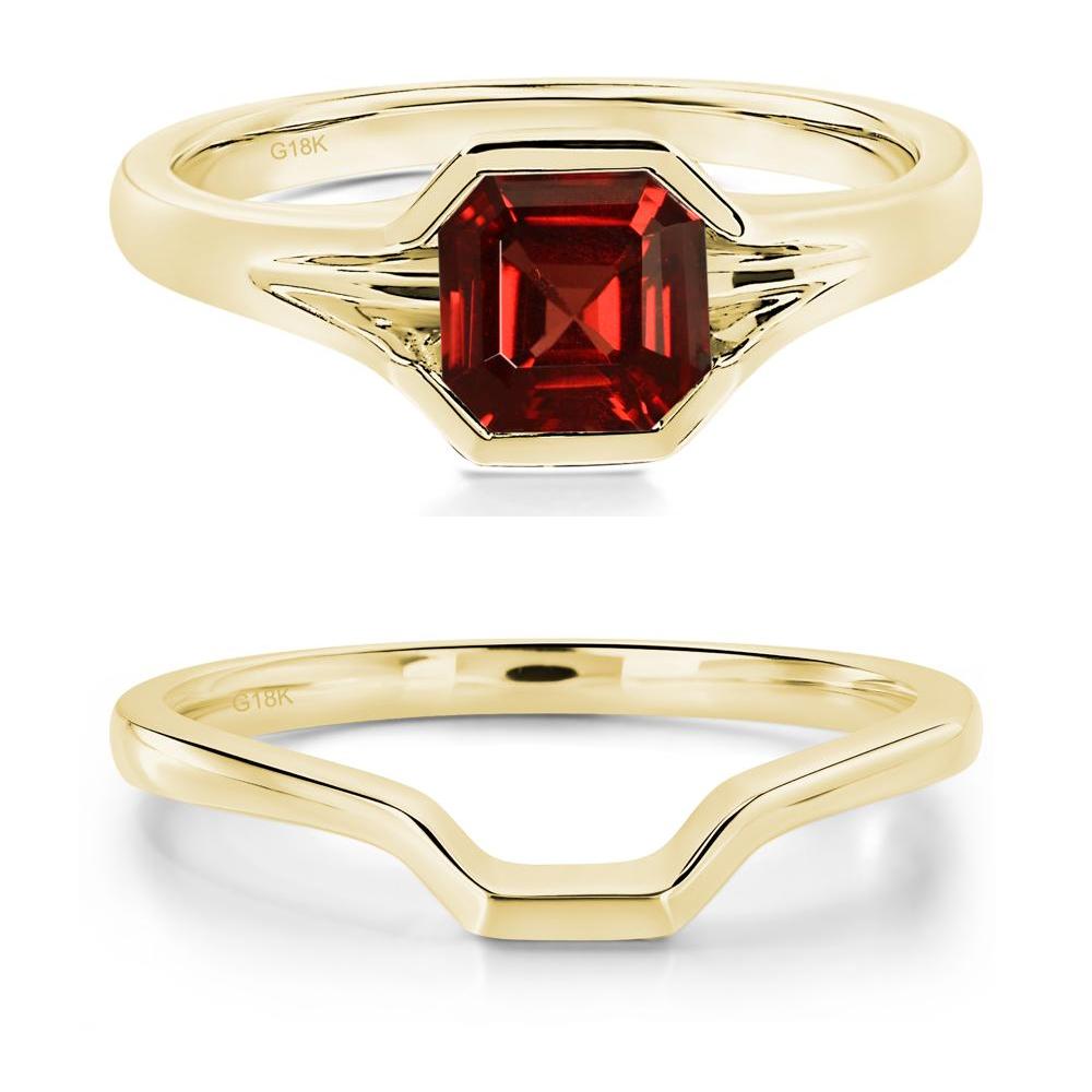 Asscher Cut Garnet Ring - LUO Jewelry #metal_18k yellow gold