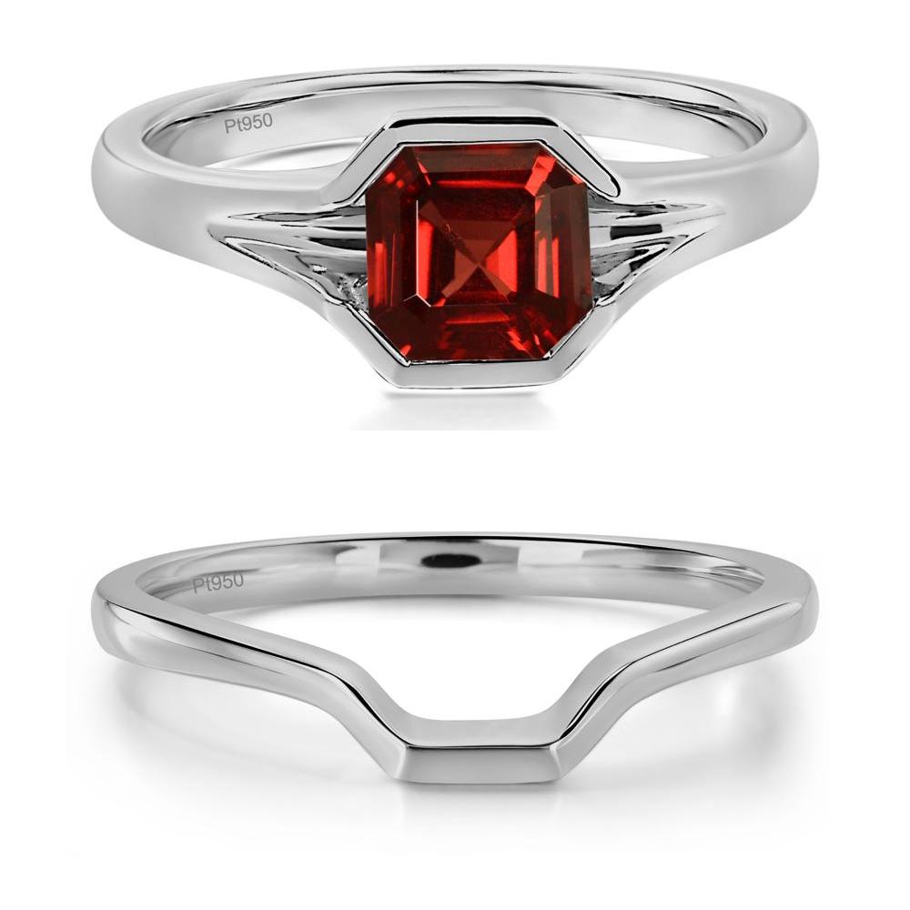 Asscher Cut Garnet Ring - LUO Jewelry #metal_platinum
