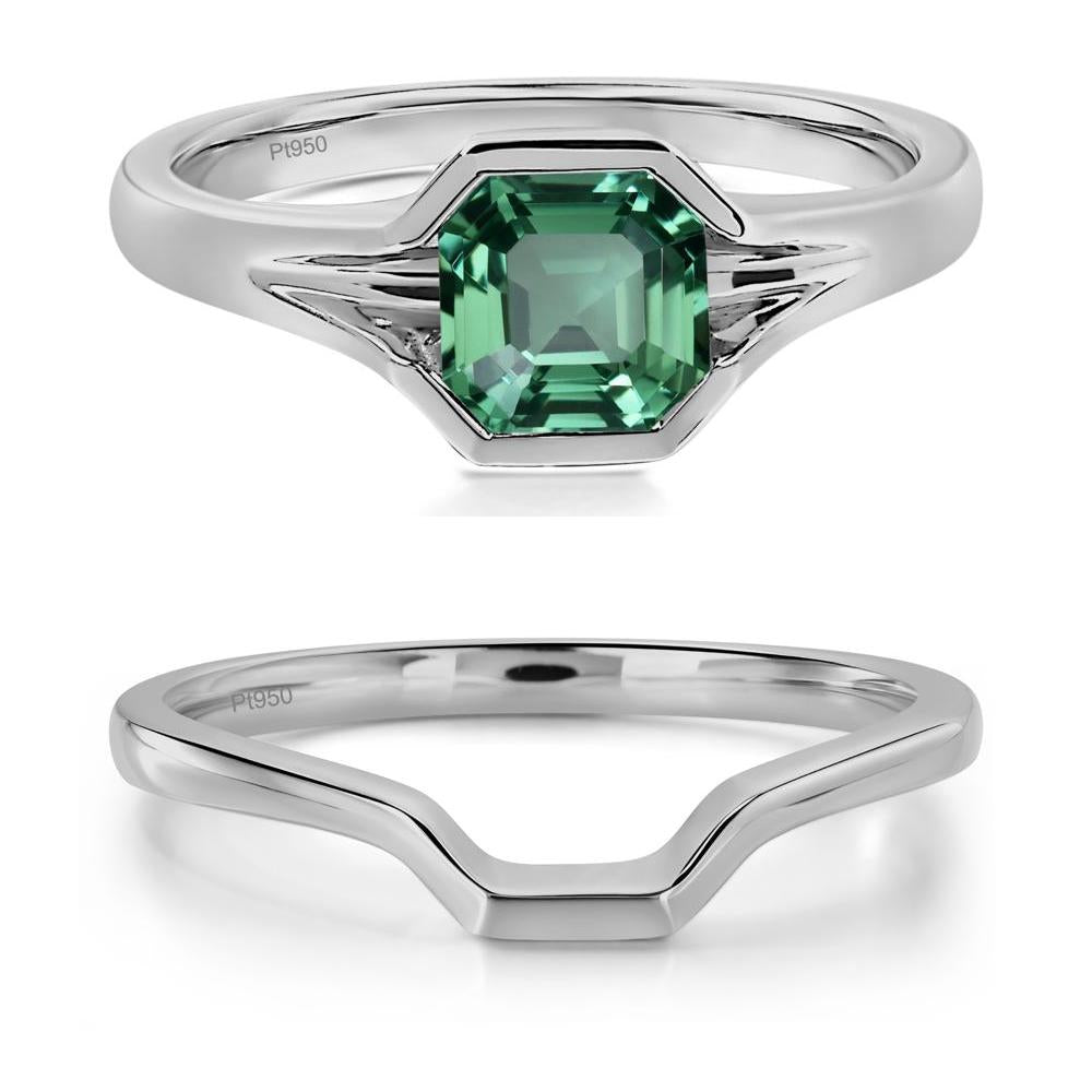 Green Sapphire Bezel Engagement Ring - LUO Jewelry #metal_platinum