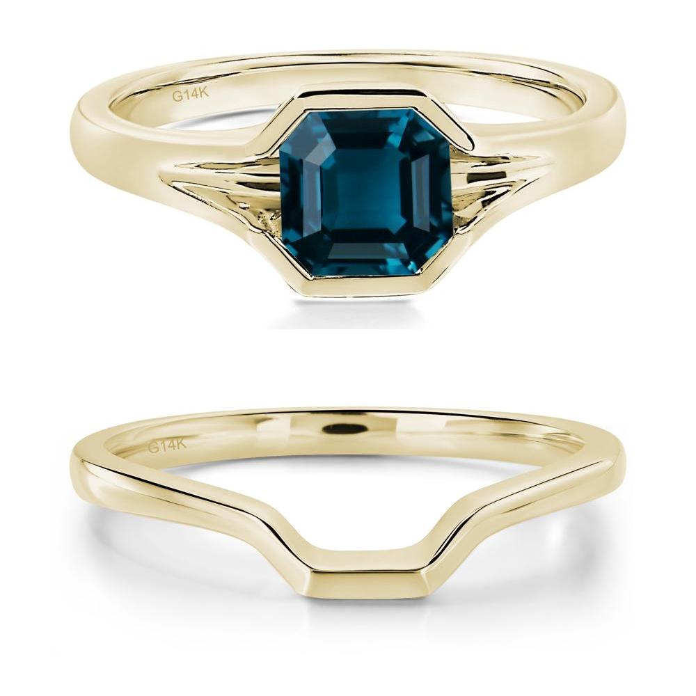 London Blue Topaz Bezel Solitaire Ring - LUO Jewelry #metal_14k yellow gold