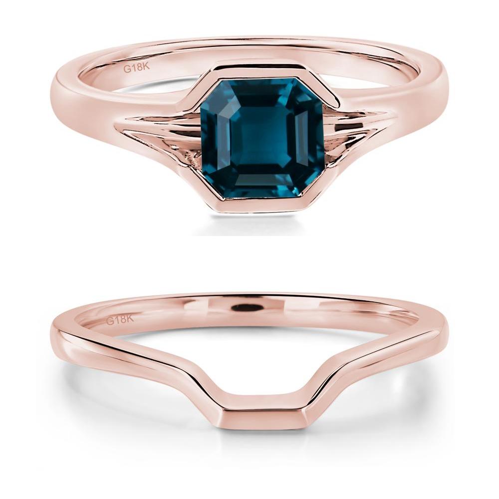 London Blue Topaz Bezel Solitaire Ring - LUO Jewelry #metal_18k rose gold