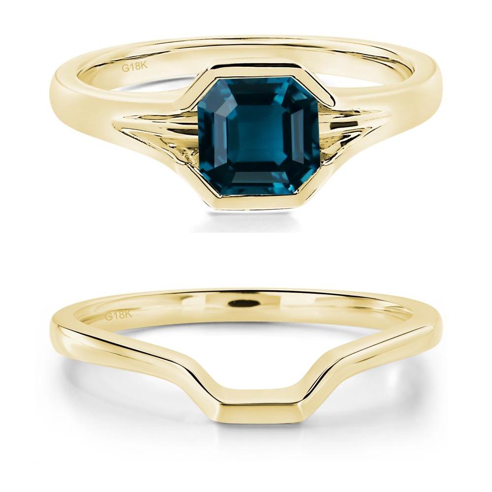 London Blue Topaz Bezel Solitaire Ring - LUO Jewelry #metal_18k yellow gold