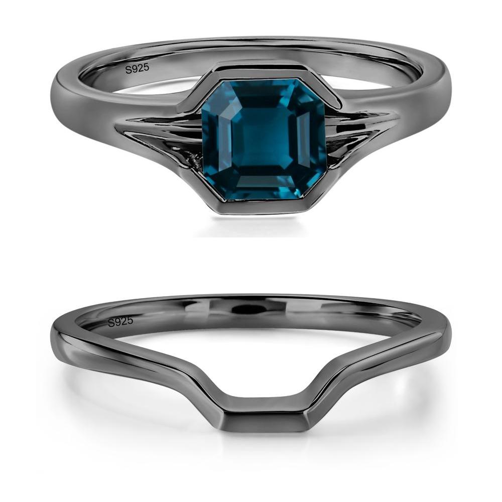 London Blue Topaz Bezel Solitaire Ring - LUO Jewelry #metal_black finish sterling silver