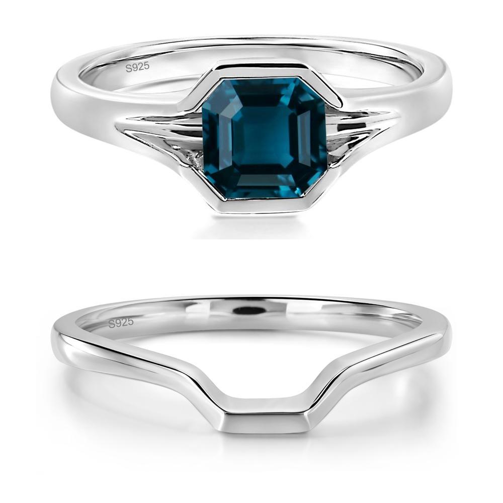 London Blue Topaz Bezel Solitaire Ring - LUO Jewelry #metal_sterling silver