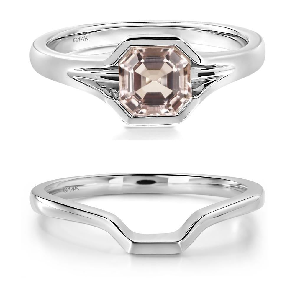 Morganite Bezel Set Engagement Ring - LUO Jewelry #metal_14k white gold