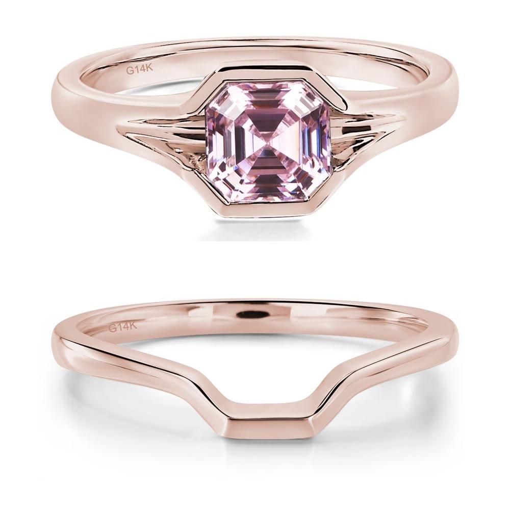 Pink Cubic Zirconia Bezel Engagement Ring - LUO Jewelry #metal_14k rose gold