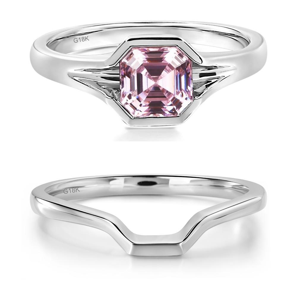 Pink Cubic Zirconia Bezel Engagement Ring - LUO Jewelry #metal_18k white gold