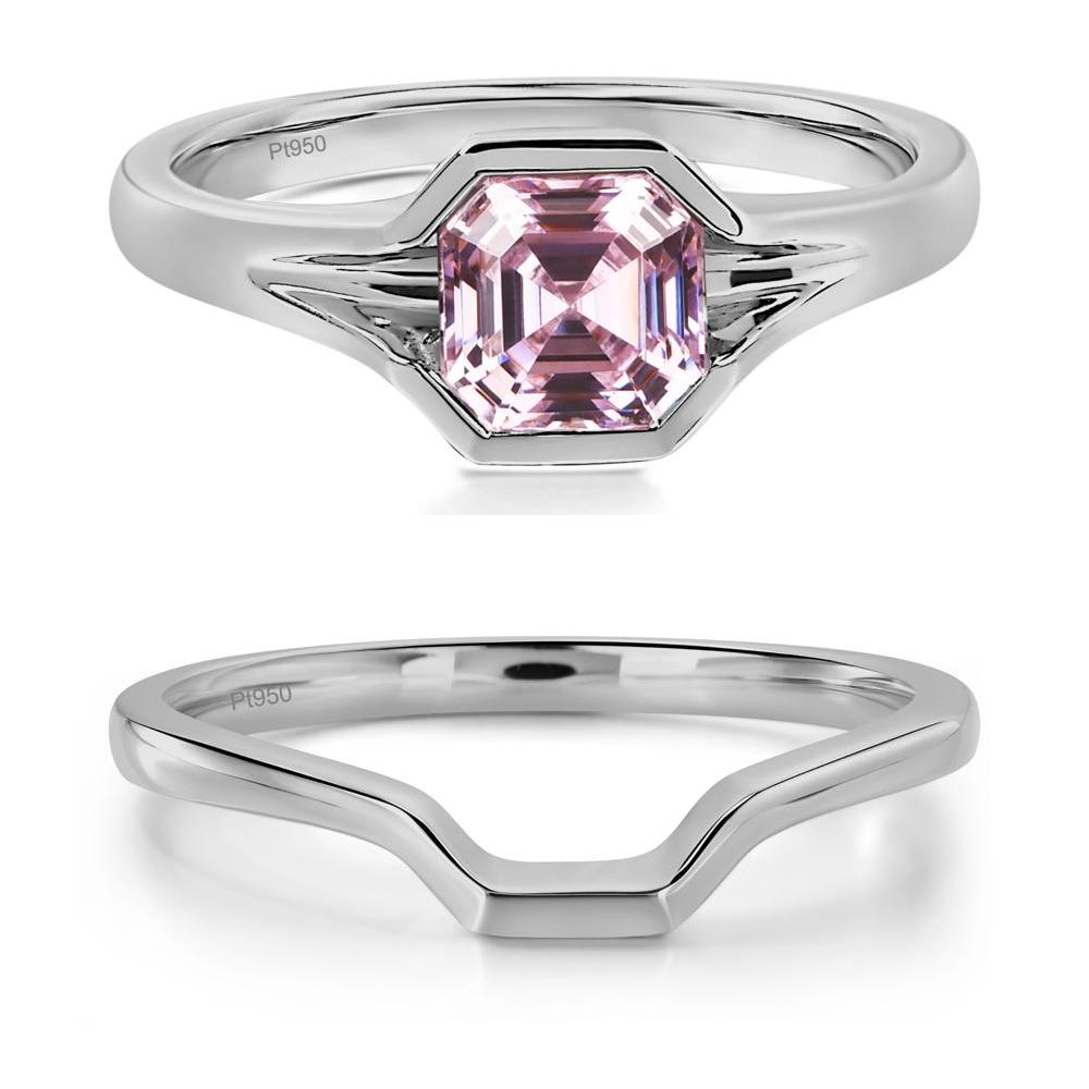 Pink Cubic Zirconia Bezel Engagement Ring - LUO Jewelry #metal_platinum