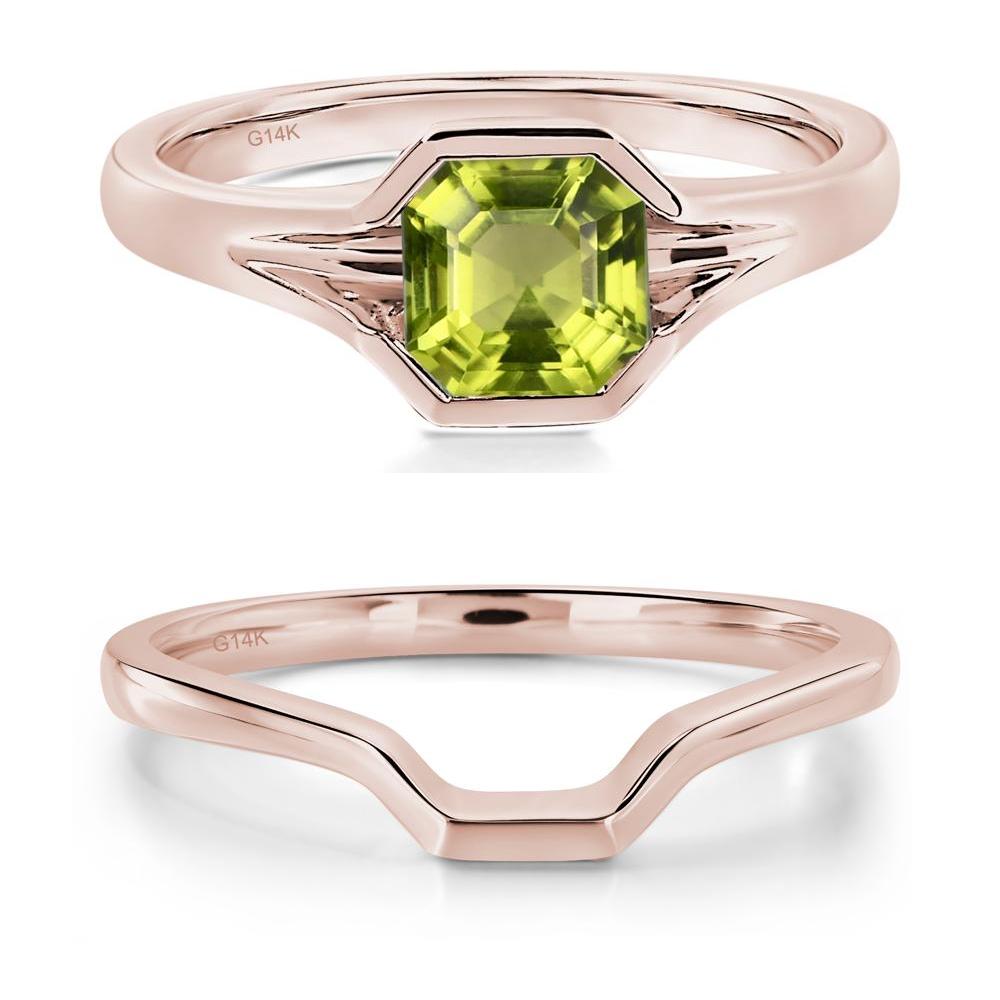 Peridot Bezel Solitaire Ring - LUO Jewelry #metal_14k rose gold