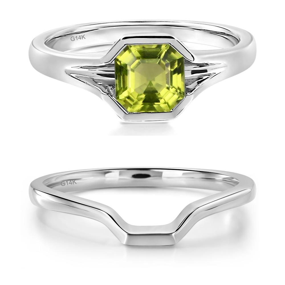 Peridot Bezel Solitaire Ring - LUO Jewelry #metal_14k white gold