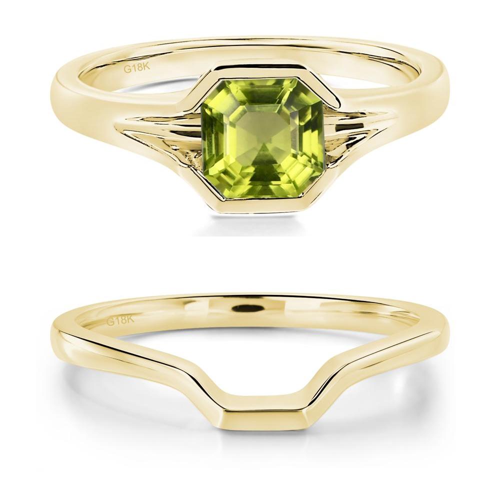 Peridot Bezel Solitaire Ring - LUO Jewelry #metal_18k yellow gold