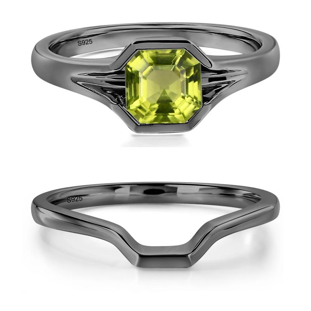 Peridot Bezel Solitaire Ring - LUO Jewelry #metal_black finish sterling silver