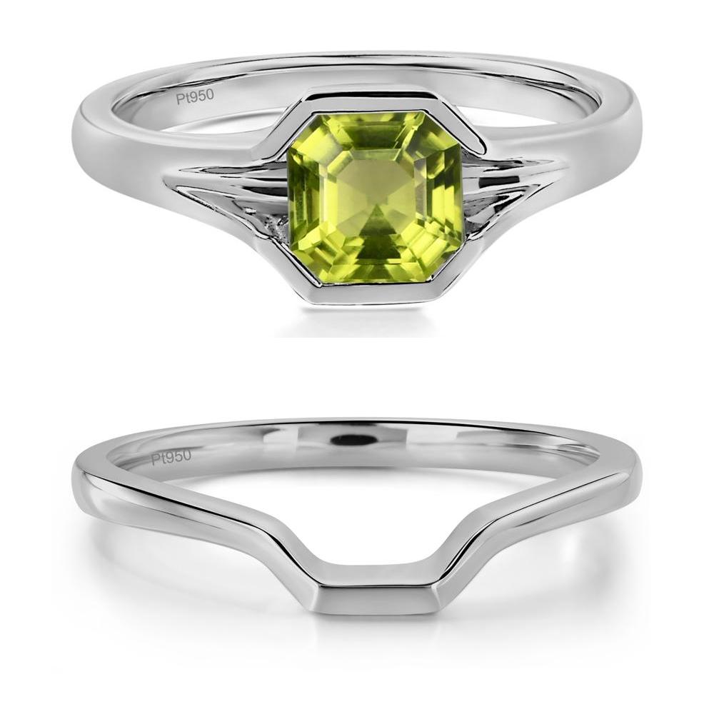 Peridot Bezel Solitaire Ring - LUO Jewelry #metal_platinum