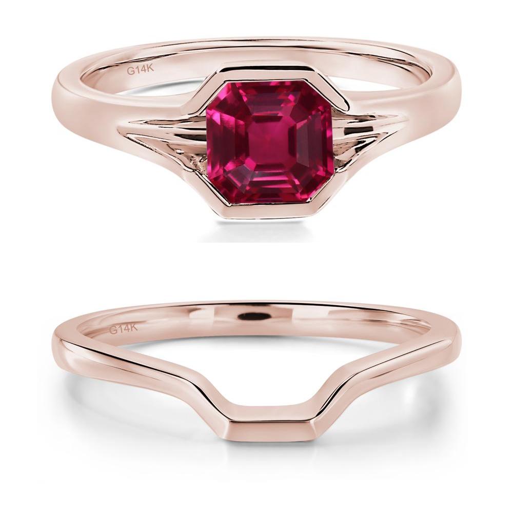 Asscher Cut Ruby Ring - LUO Jewelry #metal_14k rose gold
