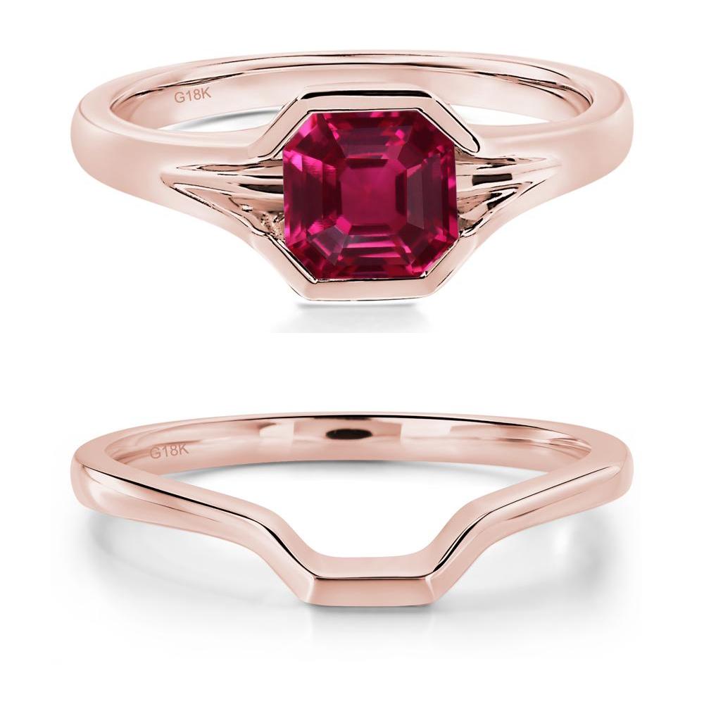 Asscher Cut Ruby Ring - LUO Jewelry #metal_18k rose gold