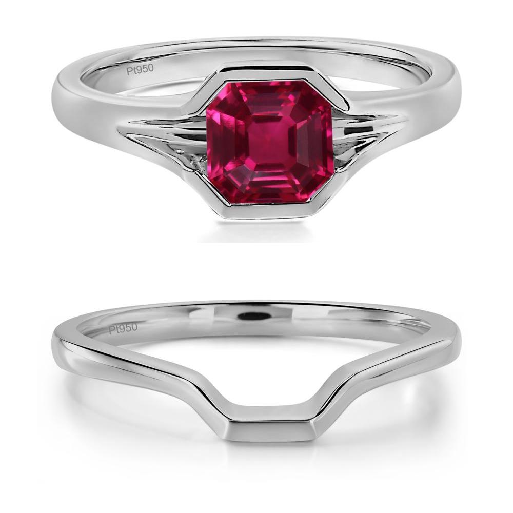 Asscher Cut Ruby Ring - LUO Jewelry #metal_platinum