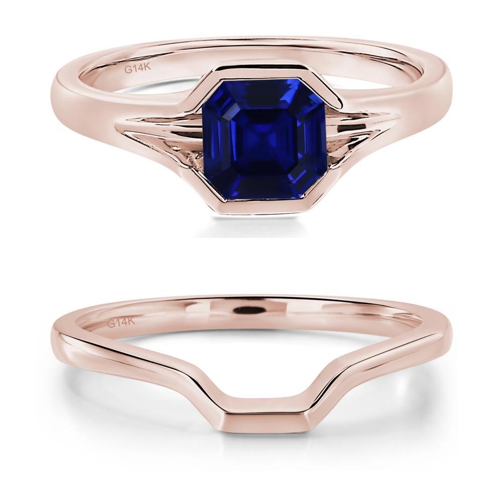 Sapphire Bezel Set Engagement Ring - LUO Jewelry #metal_14k rose gold